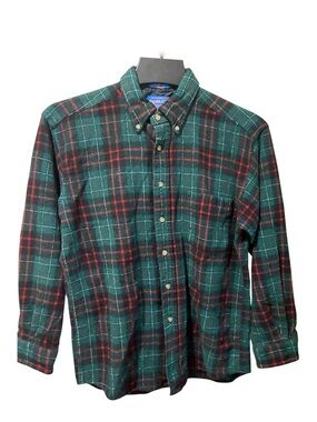 60’s-70’s Pendleton Green and Red Plaid Button-Down Shirt